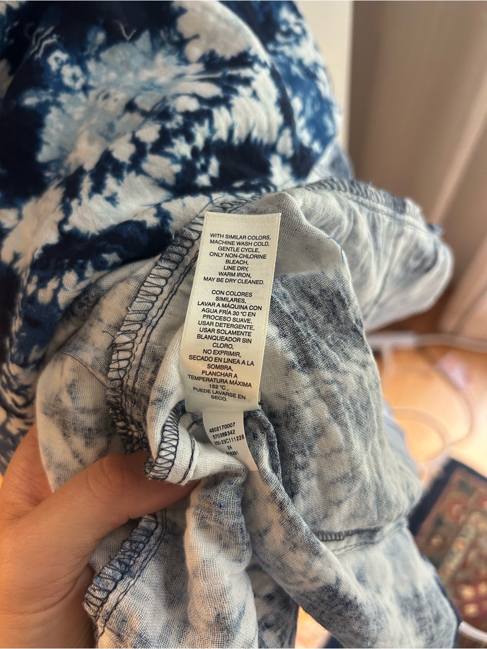 Chico's Blue and White Tie-Dye Gauze Midi Dress - Picture 9 of 9